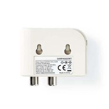 SAMP40025WT Catv-versterker | versterking: 15 db | 50 - 694 mhz | outputs: 2 | versterkingsregelaar | wit Product foto
