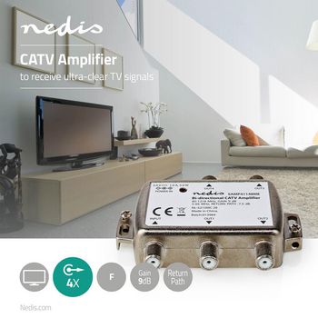SAMP41148ME Catv-versterker | versterking: 9 db | 85 - 1218 mhz | outputs: 4 | return path | zilver Product foto