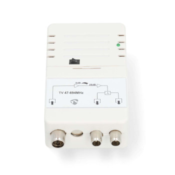 SAMP42222WT Catv-versterker | versterking: 25 db | 47 - 694 mhz | outputs: 2 | versterkingsregelaar | wit