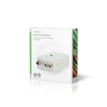 SAMP42222WT Catv-versterker | versterking: 25 db | 47 - 694 mhz | outputs: 2 | versterkingsregelaar | wit Verpakking foto