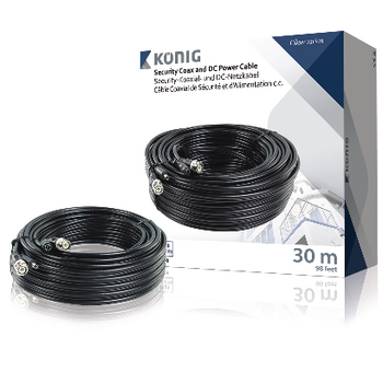 SAS-CABLE1030B Cctv kabel bnc / dc 30.0 m