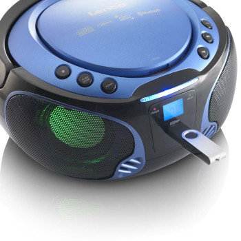 SCD-550BU Scd-550bu draagbare fm-radio cd/mp3/usb/bluetooth-speler® met led-verlichting blauw Product foto