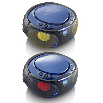 SCD-550BU Scd-550bu draagbare fm-radio cd/mp3/usb/bluetooth-speler® met led-verlichting blauw Product foto