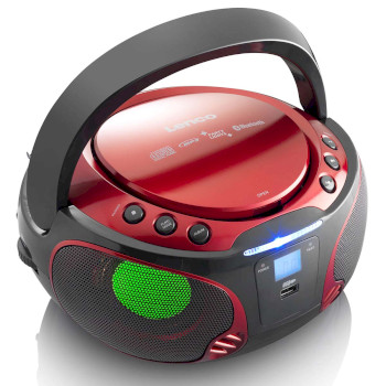 SCD-550RD Scd-550rd draagbare fm-radio cd/mp3/usb/bluetooth-speler® met led-verlichting rood Product foto