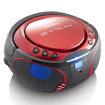 SCD-550RD Scd-550rd draagbare fm-radio cd/mp3/usb/bluetooth-speler® met led-verlichting rood Product foto