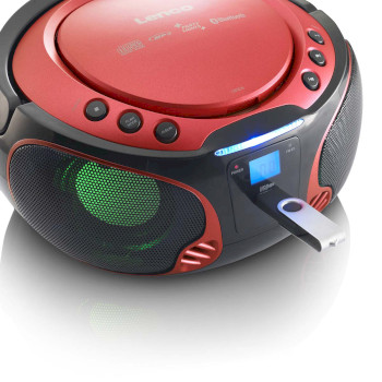 SCD-550RD Scd-550rd draagbare fm-radio cd/mp3/usb/bluetooth-speler® met led-verlichting rood Product foto