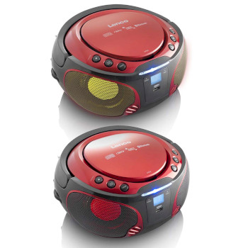 SCD-550RD Scd-550rd draagbare fm-radio cd/mp3/usb/bluetooth-speler® met led-verlichting rood Product foto