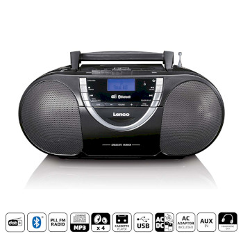 SCD-6900BK Draagbare dab+ en fm-radio met cd-cassette en bluetooth zwart