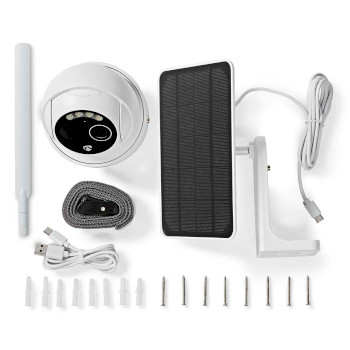 SIMCBO50WT Smartlife camera voor buiten | 4g | full hd 1080p | pan tilt | ip65 | cloud opslag (optioneel) / mic Inhoud verpakking foto