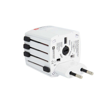 SKR1302960 Muv usb (2xa) compacte 2-polige wereldreisadapter met 2 geïntegreerde usb-poorten Product foto