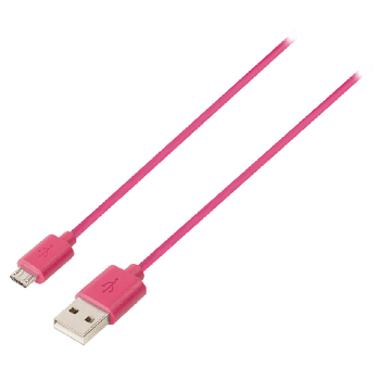 SMCA0202-09 Usb 2.0 kabel usb a male - micro-b male rond 1.00 m roze Product foto