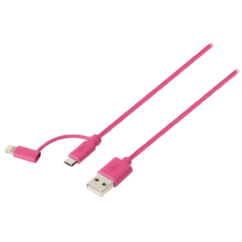 SMCA0321-09 2-in-1 data en oplaadkabel usb a male - micro-b male 1.00 m roze