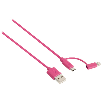 SMCA0321-09 2-in-1 data en oplaadkabel usb a male - micro-b male 1.00 m roze Product foto