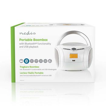 SPBB100WT Cd-speler boombox | batterij gevoed / netvoeding | stereo | 9 w | bluetooth® | fm | usb-weergav Verpakking foto