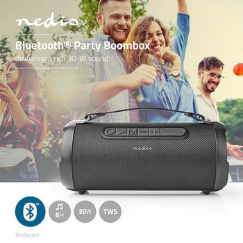 SPBB305BK Bluetooth® party boombox | 6 uur | 1.0 | 24 w | media afspeelmogelijkheden: aux / micro-sd / us Product foto