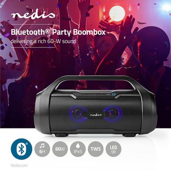 SPBB310BK Bluetooth® party boombox | 6 uur | 2.0 | 120 w | media afspeelmogelijkheden: aux / micro-sd / u Verpakking foto