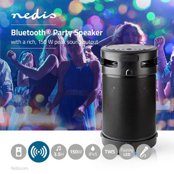 SPBB350BK Bluetooth® party boombox | 3.5 uur | 4.1 | 210 w | media afspeelmogelijkheden: aux / usb | ipx5 Product foto