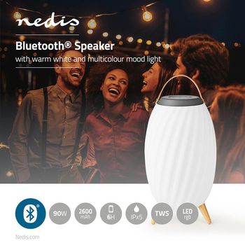 SPBT35810WT Bluetooth® speaker met sfeerverlichting | 6 uur | ambiance design | 90 w | mono | rgb / warm wi Product foto