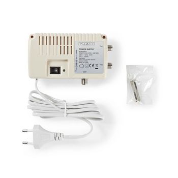 SPIN100WT Power-inserter voor catv | 40-862 mhz | tussenschakeldemping: -5 db | 75 ohm | abs | wit Inhoud verpakking foto