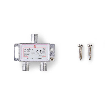 SSPL200ME Catv-splitter | 5 - 1000 mhz | tussenschakeldemping: 4.2 db | outputs: 2 | 75 ohm | zink Inhoud verpakking foto