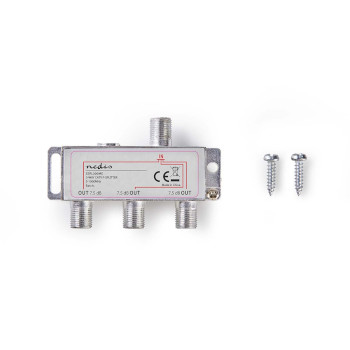 SSPL300ME Catv-splitter | 5 - 1000 mhz | tussenschakeldemping: 6.8 db | outputs: 3 | 75 ohm | zink legering Inhoud verpakking foto