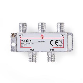 SSPL400ME Catv-splitter | 5 - 1000 mhz | tussenschakeldemping: 8.0 db | outputs: 4 | 75 ohm | zink legering