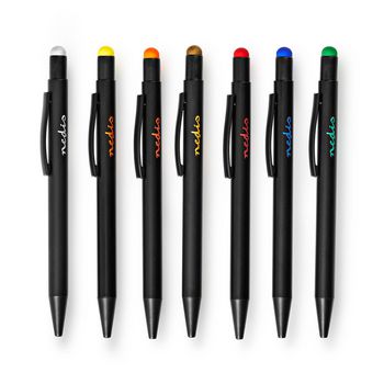 STYLB107BK Stylus pen | gebruikt voor: smartphone / tablet | rubberen tip | 7 stuks | met clip | balpen | zwart