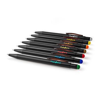 STYLB107BK Stylus pen | gebruikt voor: smartphone / tablet | rubberen tip | 7 stuks | met clip | balpen | zwart Product foto