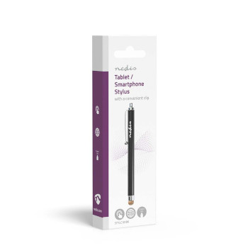 STYLC101BK Stylus pen | gebruikt voor: smartphone / tablet | koperdoek tip | 1 stuks | met clip | zwart Verpakking foto