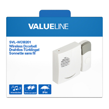 SVL-WDB201 Draadloze deurbel set batterijgevoed 70 db wit/grijs Verpakking foto