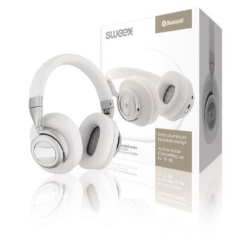 SWBTANCHS200WH Headset bluetooth / anc (active noise cancelling) over-ear ingebouwde microfoon 1.20 m wit/zilver