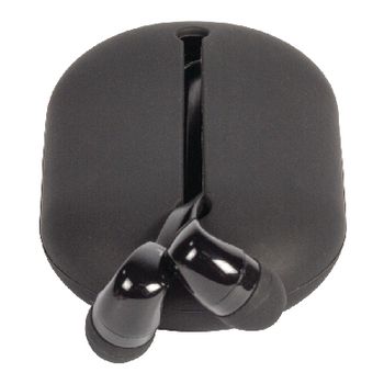 SWHSIEF100BL Headset platte kabel in-ear 3.5 mm bedraad ingebouwde microfoon 1.2 m zwart In gebruik foto