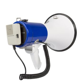 SWMEGA25 Megafoon ontkoppelbare microfoon wit/blauw In gebruik foto