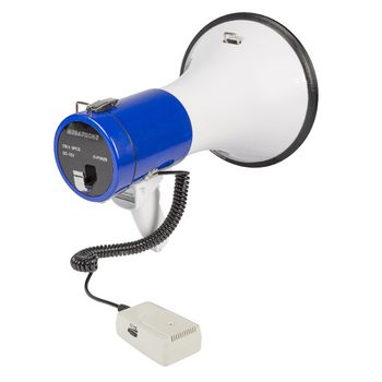 SWMEGA25 Megafoon ontkoppelbare microfoon wit/blauw In gebruik foto