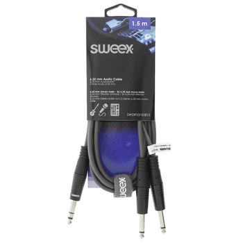 SWOP23100E15 Stereo audiokabel 6.35 mm male - 2x 6.35 mm male 1.5 m donkergrijs Verpakking foto