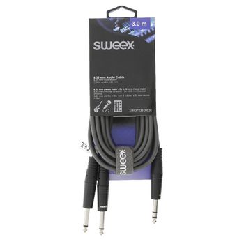 SWOP23100E30 Stereo audiokabel 6.35 mm male - 2x 6.35 mm male 3.0 m donkergrijs Verpakking foto