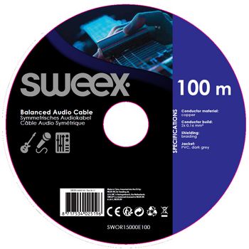 SWOR15000E100 Stereo audiokabel op rol 100 m donkergrijs Verpakking foto