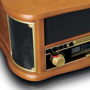 TCD-2551WD Houten retro platenspeler met bluetooth® am/fm-radio usb-codering cd-speler cassettespeler en i Product foto