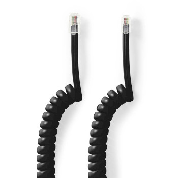 TCGB90100BK20 Telecomkabel | rj10 male | rj10 male | 2.00 m | kabel design: gekruld | kabeltype: rj10 | zwart | do