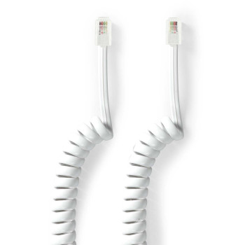 TCGB90100WT20 Telecomkabel | rj10 male | rj10 male | 2.00 m | kabel design: gekruld | kabeltype: rj10 | wit | doos