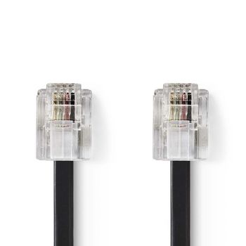 TCGB90200BK50 Telecomkabel | rj11 male | rj11 male | 5.00 m | kabel design: plat | kabeltype: rj11 | transparant /
