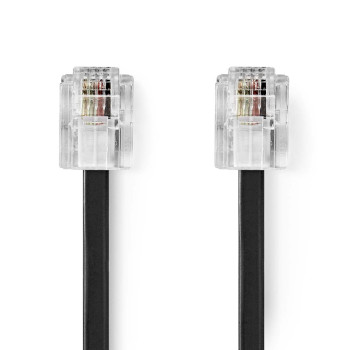 TCGL90200BK20 Telecomkabel | rj11 male | rj11 male | 2.00 m | kabel design: plat | goud verguld | kabeltype: rj11 