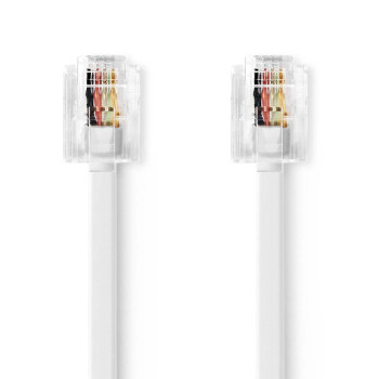 TCGL90200WT100 Telecomkabel | rj11 male | rj11 male | 10.0 m | kabel design: plat | goud verguld | kabeltype: rj11 