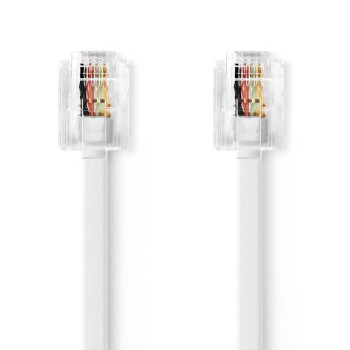 TCGL90200WT50 Telecomkabel | rj11 male | rj11 male | 5.00 m | kabel design: plat | vernikkeld | kabeltype: rj11 | 