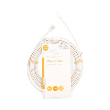 TCGL90200WT50 Telecomkabel | rj11 male | rj11 male | 5.00 m | kabel design: plat | vernikkeld | kabeltype: rj11 |   foto