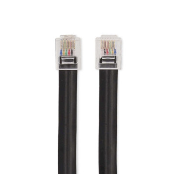 TCGL90300BK10 Telecomkabel | rj12 male | rj12 male | 1.00 m | kabel design: plat | kabeltype: rj12 | zwart