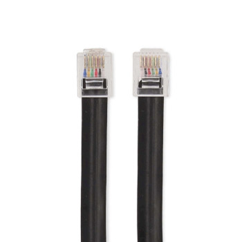 TCGL90300BK10 Telecomkabel | rj12 male | rj12 male | 1.00 m | kabel design: plat | kabeltype: rj12 | zwart | label