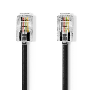 TCGP90100BK20 Telecomkabel | rj10 male | rj10 male | 2.00 m | kabel design: gekruld | kabeltype: rj10 | zwart