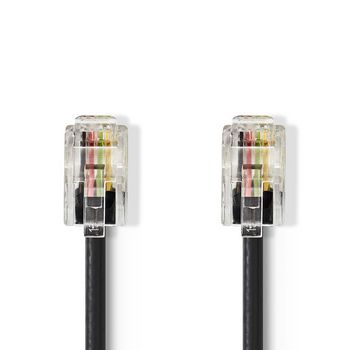 TCGP90100BK50 Telecomkabel | rj10 male | rj10 male | 5.00 m | kabel design: gekruld | kabeltype: rj10 | zwart | en