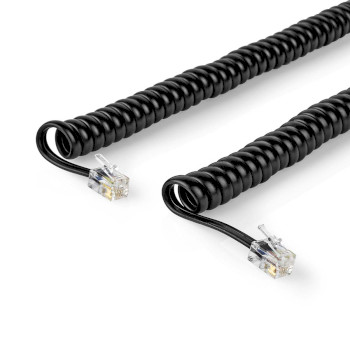 TCGP90100BK50 Telecomkabel | rj10 male | rj10 male | 5.00 m | kabel design: gekruld | kabeltype: rj10 | zwart | en Product foto